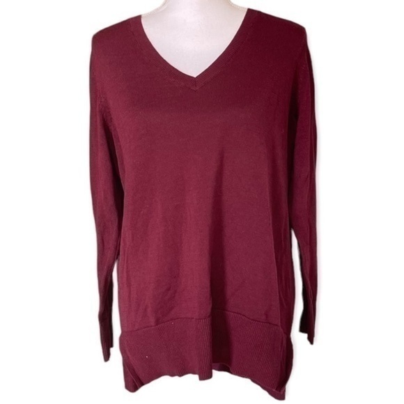 Maison Jules Ruby Wine V-Neck Sweater - Picture 2 of 4